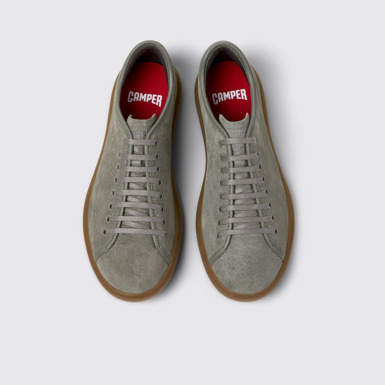 Overhead view of Pelotas Soller Gray Nubuck and Leather Sneakers for Men.