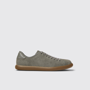 Side view of Pelotas Soller Gray Nubuck and Leather Sneakers for Men.