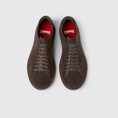 Overhead view of Pelotas Soller Brown Nubuck and Leather Sneakers for Men.