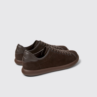 Back view of Pelotas Soller Brown Nubuck and Leather Sneakers for Men.