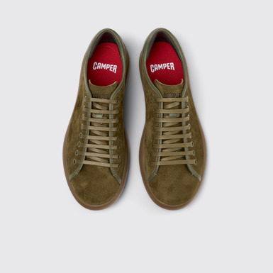 Overhead view of Pelotas Soller Green Nubuck and Leather Sneakers for Men.