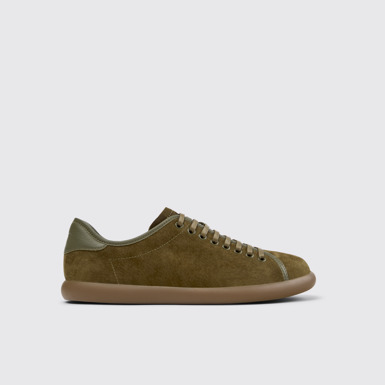 Side view of Pelotas Soller Green Nubuck and Leather Sneakers for Men.