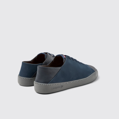 Back view of Twins Blue Nubuck and Leather Shoes for Men.