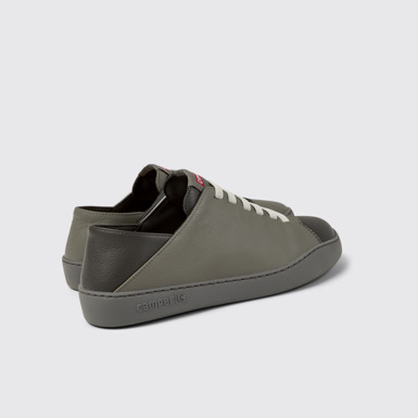 Back view of Twins Gray Leather Sneakers for Men.