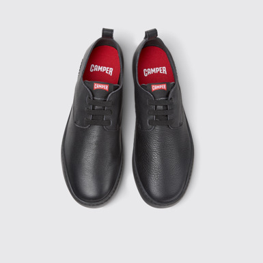 Overhead view of Peu Touring Black Leather Shoes for Men.