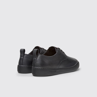 Back view of Peu Touring Black Leather Shoes for Men.