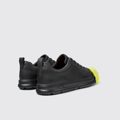 Back view of Junction Runner Black leather sneakers
