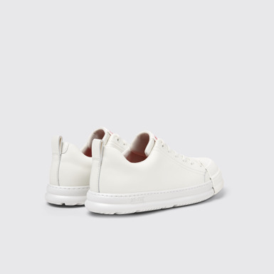 Back view of Junction Runner White Leather Sneakers for Men.
