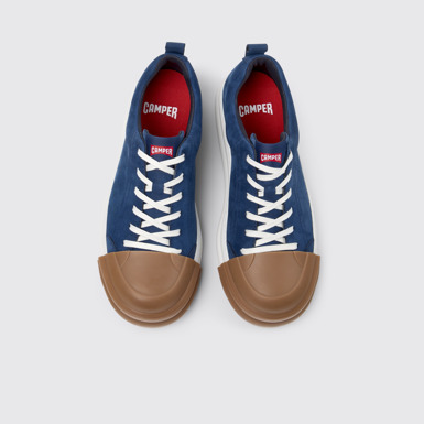 Overhead view of Junction Runner Blue Nubuck Sneakers for Men.