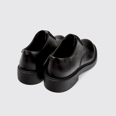 Back view of Dean Black Leather Shoes for Men.