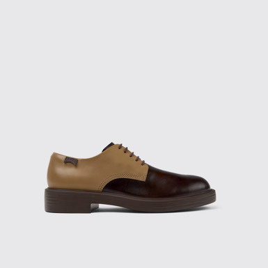 Side view of Twins Brown leather shoes for men