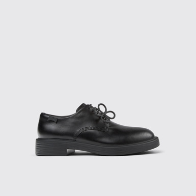 Side view of Twins Black leather shoes for men