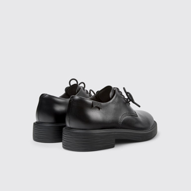 Back view of Twins Black leather shoes for men