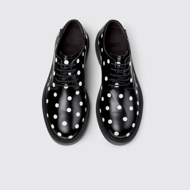 Overhead view of Dean Black and White Leather Shoes for Men.