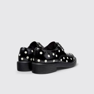 Back view of Dean Black and White Leather Shoes for Men.