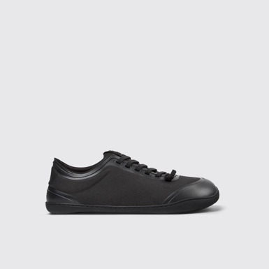 Side view of Peu Black textile shoes for men