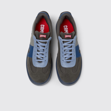Overhead view of Runner K21 Gray textile and nubuck sneakers for men