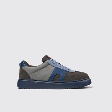 Side view of Runner K21 Gray textile and nubuck sneakers for men