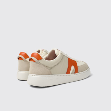 Back view of Runner K21 White/Gray textile and nubuck sneakers for men