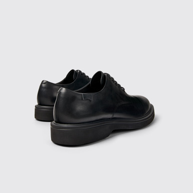 Back view of Norman Black Leather Shoes for Men.