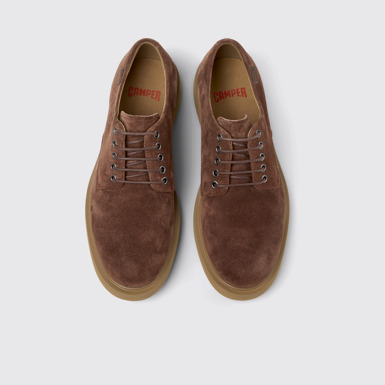 Overhead view of Norman Brown Suede Shoes for Men.