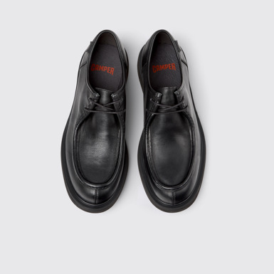 Overhead view of Norman Black leather shoes for men