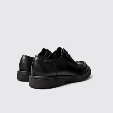 Back view of Norman Black Leather Shoes for Men.