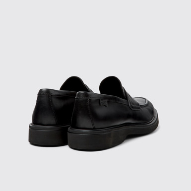 Back view of Norman Black Leather Shoes for Men.