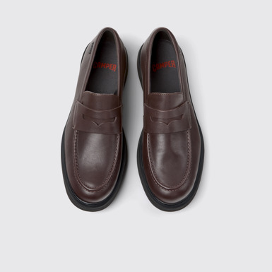 Overhead view of Norman Brown Leather Shoes for Men.