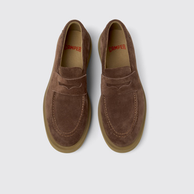Norman Chaussures en cuir velours marron pour homme.
