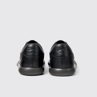 Back view of Pelotas Soller Black Leather Sneakers for Men.