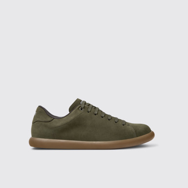 Side view of Pelotas Soller Green Nubuck Sneakers for Men.