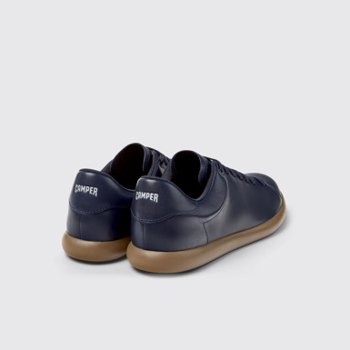 Back view of Pelotas Soller Blue Leather Sneakers for Men.