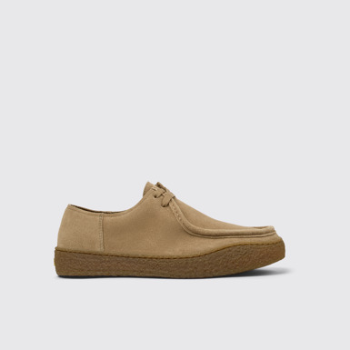 Side view of Peu Terreno Brown nubuck shoes for men