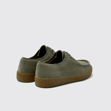 Back view of Peu Terreno Green Nubuck Shoes for Men.