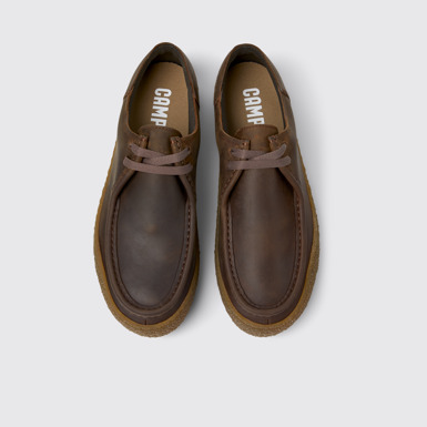 Overhead view of Peu Terreno Brown nubuck shoes for men