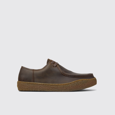 Side view of Peu Terreno Brown nubuck shoes for men