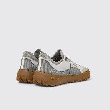 Back view of Peu Serra 360º Durable Gray and White Engineered Material Sneakers for Men