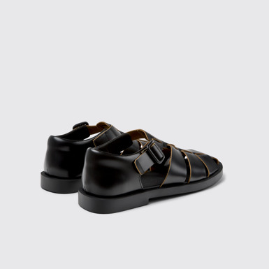Back view of Don Black Leather Sandals for Men.