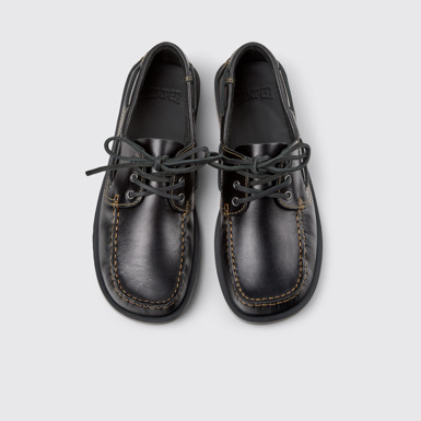 Overhead view of Don Black Leather Moccasin/Nautical Shoes for Men.