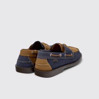 Back view of Twins Blue and Brown Nubuck Nautical Moccasins for Men.