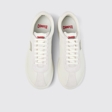 Overhead view of Pelotas XLF White Leather and Nubuck Sneakers for Men.