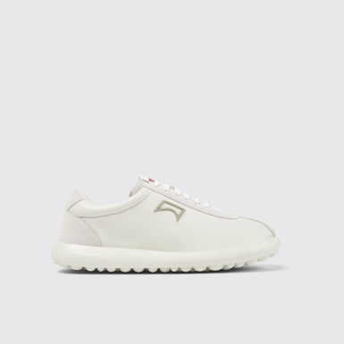 Side view of Pelotas XLF White Leather and Nubuck Sneakers for Men.