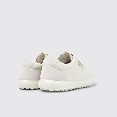 Back view of Pelotas XLF White Leather and Nubuck Sneakers for Men.