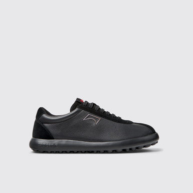 Side view of Pelotas XLF Black Leather and Nubuck Sneakers for Men.