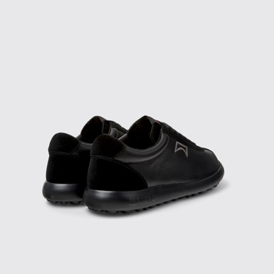 Back view of Pelotas XLF Black Leather and Nubuck Sneakers for Men.