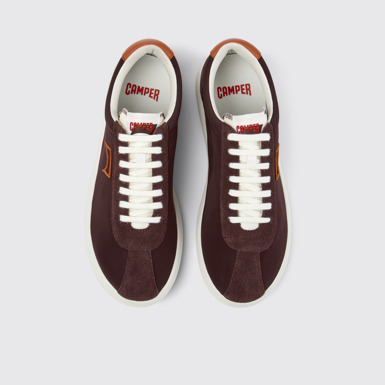 Overhead view of Pelotas XLF Burgundy Textile and Nubuck Sneakers for Men.