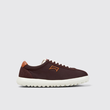 Side view of Pelotas XLF Burgundy Textile and Nubuck Sneakers for Men.