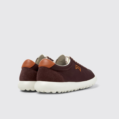 Back view of Pelotas XLF Burgundy Textile and Nubuck Sneakers for Men.