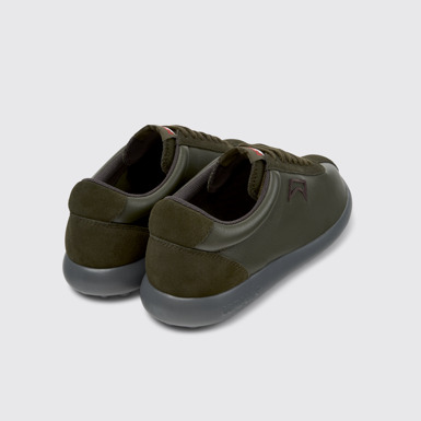 Back view of Pelotas XLF Green Leather and Nubuck Sneakers for Men.